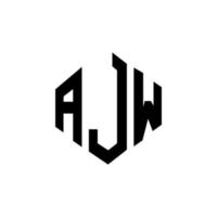 AJW letter logo design with polygon shape. AJW polygon and cube shape logo design. AJW hexagon vector logo template white and black colors. AJW monogram, business and real estate logo.