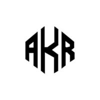 AKR letter logo design with polygon shape. AKR polygon and cube shape logo design. AKR hexagon vector logo template white and black colors. AKR monogram, business and real estate logo.
