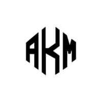 AKM letter logo design with polygon shape. AKM polygon and cube shape logo design. AKM hexagon vector logo template white and black colors. AKM monogram, business and real estate logo.