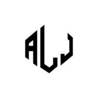 ALJ letter logo design with polygon shape. ALJ polygon and cube shape logo design. ALJ hexagon vector logo template white and black colors. ALJ monogram, business and real estate logo.