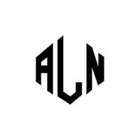 ALN letter logo design with polygon shape. ALN polygon and cube shape logo design. ALN hexagon vector logo template white and black colors. ALN monogram, business and real estate logo.