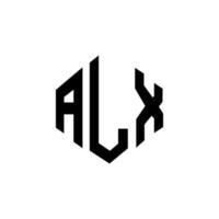 ALX letter logo design with polygon shape. ALX polygon and cube shape logo design. ALX hexagon vector logo template white and black colors. ALX monogram, business and real estate logo.