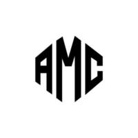 AMC letter logo design with polygon shape. AMC polygon and cube shape logo design. AMC hexagon vector logo template white and black colors. AMC monogram, business and real estate logo.