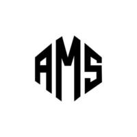 diseño de logotipo de letra ams con forma de polígono. ams polígono y diseño de logotipo en forma de cubo. ams hexagon vector logo plantilla colores blanco y negro. monograma ams, logotipo empresarial y inmobiliario.