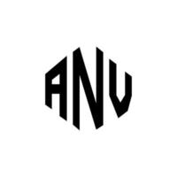 ANV letter logo design with polygon shape. ANV polygon and cube shape logo design. ANV hexagon vector logo template white and black colors. ANV monogram, business and real estate logo.