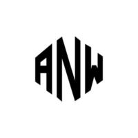 ANW letter logo design with polygon shape. ANW polygon and cube shape logo design. ANW hexagon vector logo template white and black colors. ANW monogram, business and real estate logo.