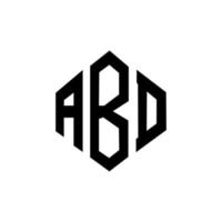 ABD letter logo design with polygon shape. ABD polygon and cube shape logo design. ABD hexagon vector logo template white and black colors. ABD monogram, business and real estate logo.