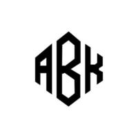 ABK letter logo design with polygon shape. ABK polygon and cube shape logo design. ABK hexagon vector logo template white and black colors. ABK monogram, business and real estate logo.