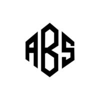 diseño de logotipo de letra abs con forma de polígono. diseño de logotipo en forma de cubo y polígono abs. abs plantilla de logotipo vectorial hexagonal colores blanco y negro. monograma abs, logo comercial e inmobiliario. vector