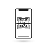 escanee el icono plano del código qr con el teléfono. código de barras. vector