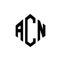 diseño de logotipo de letra acn con forma de polígono. diseño de logotipo en forma de cubo y polígono acn. plantilla de logotipo vectorial hexagonal acn colores blanco y negro. monograma acn, logotipo empresarial y inmobiliario. vector