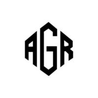 AGR letter logo design with polygon shape. AGR polygon and cube shape logo design. AGR hexagon vector logo template white and black colors. AGR monogram, business and real estate logo.