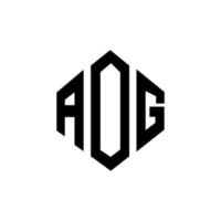 diseño de logotipo de letra aog con forma de polígono. aog polígono y diseño de logotipo en forma de cubo. plantilla de logotipo vectorial hexagonal aog colores blanco y negro. monograma aog, logotipo empresarial y inmobiliario. vector