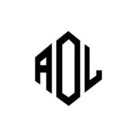 AOL letter logo design with polygon shape. AOL polygon and cube shape logo design. AOL hexagon vector logo template white and black colors. AOL monogram, business and real estate logo.