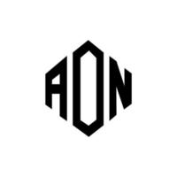 AON letter logo design with polygon shape. AON polygon and cube shape logo design. AON hexagon vector logo template white and black colors. AON monogram, business and real estate logo.