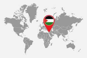 Pin map with Palestine flag on world map. Vector illustration.