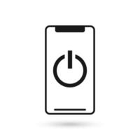 Mobile phone flat design icon with power on off icon vector