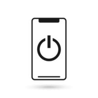 Mobile phone flat design icon with power on off icon vector