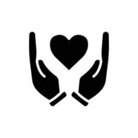 Hand icon with heart. Icon related to wedding. Solid icon style, glyph. Simple design editable vector