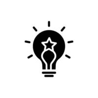 Light bulb icon with star. Suitable for entrepreneur icon, business. Solid icon style, glyph. Simple design editable vector