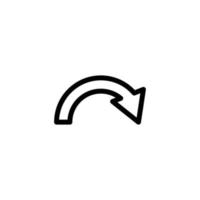 Right arrow semicircle icon vector. suitable for next icon, ui-ux, web, website, start up, pixel perfect.  line icon style. Simple design illustration editable vector