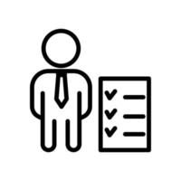 icono de personas con lista de verificación, hombre de negocios. adecuado para icono emprendedor, negocio. estilo de icono de línea. diseño simple editable vector