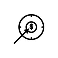 icono de destino con dólar. adecuado para icono emprendedor, negocio. estilo de icono de línea. diseño simple editable vector