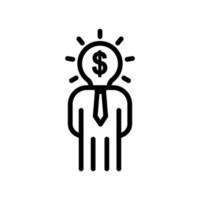 icono de personas con cabeza de bombilla y dólar. adecuado para icono emprendedor, negocio. estilo de icono de línea. diseño simple editable vector