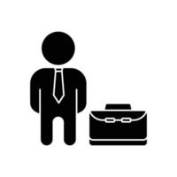 icono de personas con bolsa de negocios, hombre de negocios. adecuado para icono emprendedor, negocio. estilo de icono sólido, glifo. diseño simple editable vector