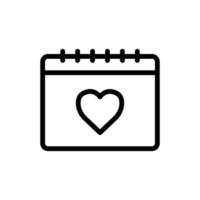 icono de calendario con corazón. icono relacionado con la boda. estilo de icono de línea. diseño simple editable vector