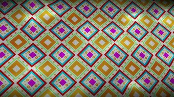 Video motion graphic background. Geometric ethnic pattern on silk fabric wind. Design for fabric, curtain, background, wallpaper, screensaver. Oriental animated pattern. Elegant loop design.