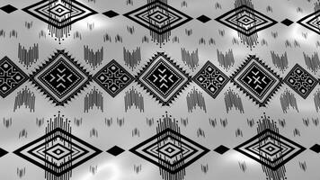 fondo gráfico de movimiento de video. patrón étnico geométrico en viento de tela de seda. diseño para tela, cortina, fondo, papel tapiz, protector de pantalla. patrón animado oriental. elegante diseño de bucle. video