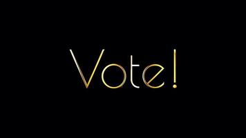 Vote golden word with light motion animation video