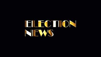 palabra de noticias electorales texto dorado con movimiento ligero video