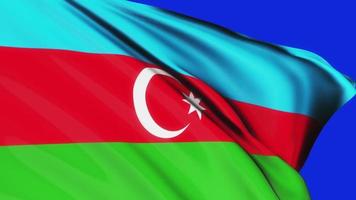 laço da bandeira do azerbaijão acenando na tela azul video