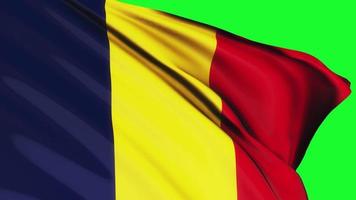 Schleife der Tschad-Flagge, die auf grünem Bildschirm weht