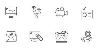 conjunto de iconos multimedia. elementos de vector de símbolo de paquete multimedia para web de infografía