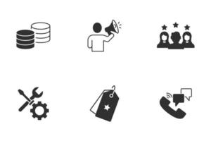 conjunto de iconos de gestión de relaciones con el cliente. elementos de vector de símbolo de paquete de gestión de relaciones con el cliente para web de infografía