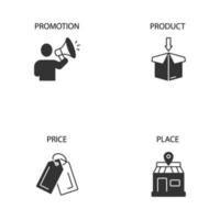 4P marketing mix model icons set . 4P marketing mix model pack symbol vector elements for infographic web