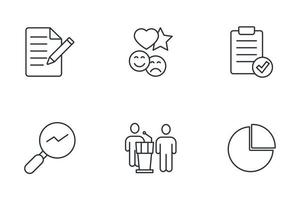 Customer satisfaction survey and questionnaire icons set . Customer satisfaction survey and questionnaire pack symbol vector elements for infographic web