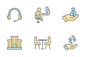 conjunto de iconos de coworking. elementos de vector de símbolo de paquete de coworking para web de infografía