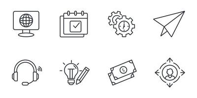 conjunto de iconos independientes. elementos de vector de símbolo de paquete independiente para web de infografía