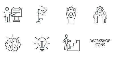 Workshop icons set . Workshop pack symbol vector elements for infographic web