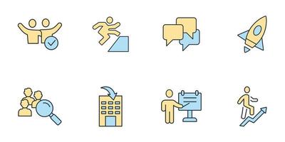 Training and development icons set . Training and development pack symbol vector elements for infographic web