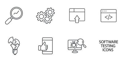 software testing icons set . software testing pack symbol vector elements for infographic web