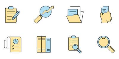 conjunto de iconos de estudio de caso. elementos de vector de símbolo de paquete de estudio de caso para web de infografía