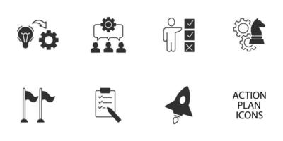 action plan icons set . action plan with pack symbol vector elements for infographic web