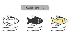 iconos de peces símbolo elementos vectoriales para web infográfico vector