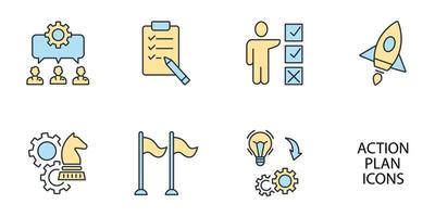 action plan icons set . action plan with pack symbol vector elements for infographic web