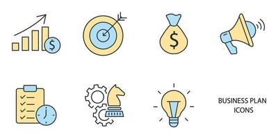 business plan icons set .  business plan pack symbol vector elements for infographic web